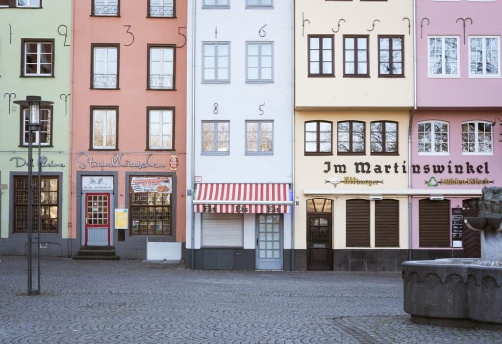 Colorful closed shops Cologne Germany