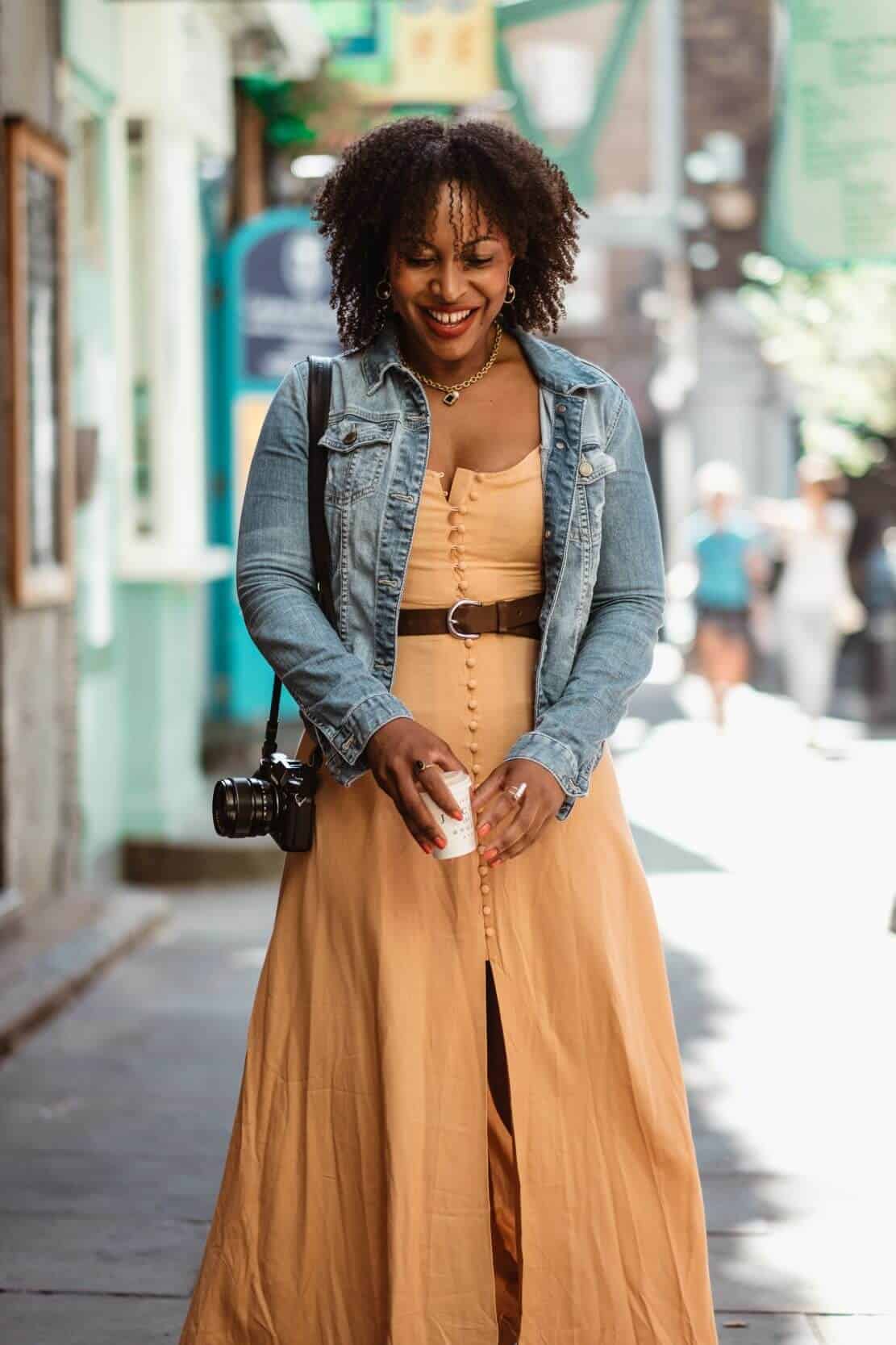 Donna-Kay walking along the street