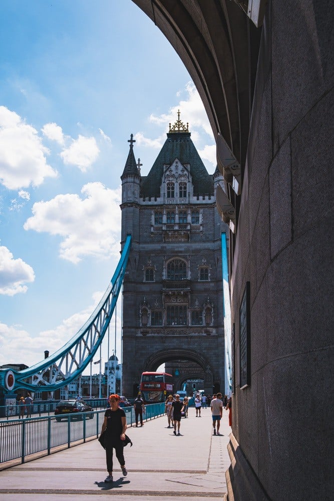 Walking across Tower Bridge Walking across Tower Bridge
