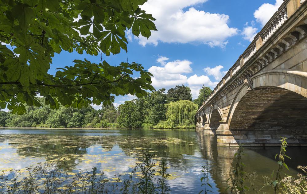 Serpentine Lake and Serpentine Bridge in Hyde Park Serpentine Lake and Serpentine Bridge in Hyde Park