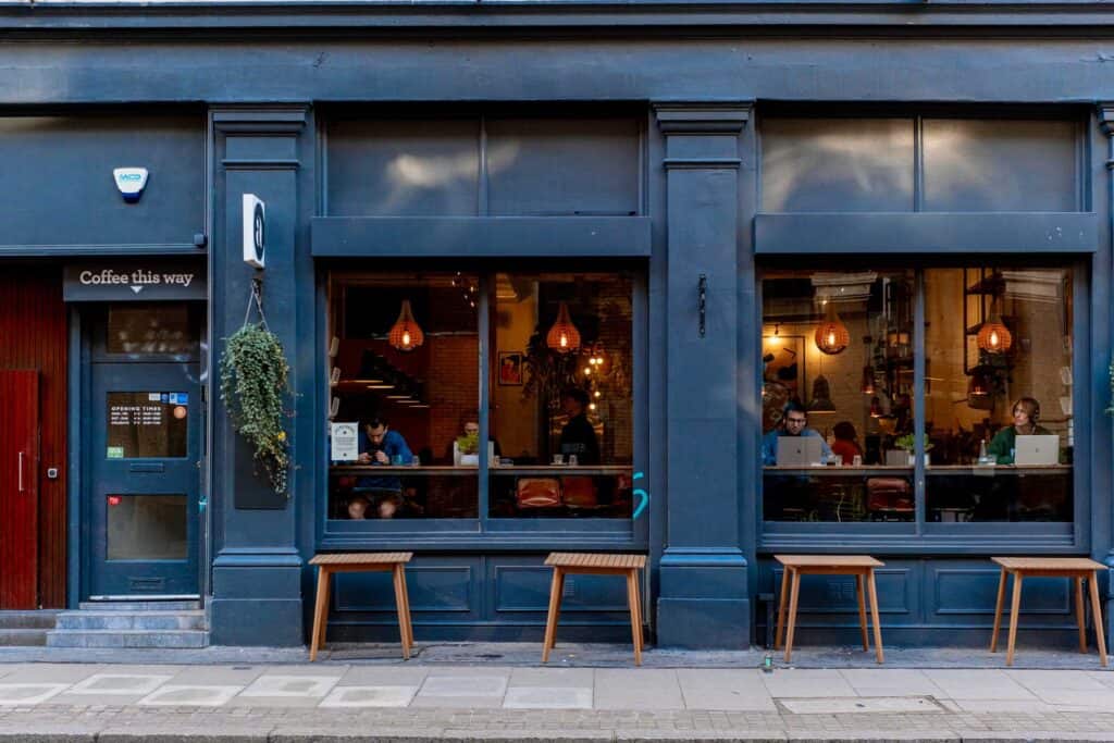 The exterior for the unassuming coffee shop, Attendent Shoreditch