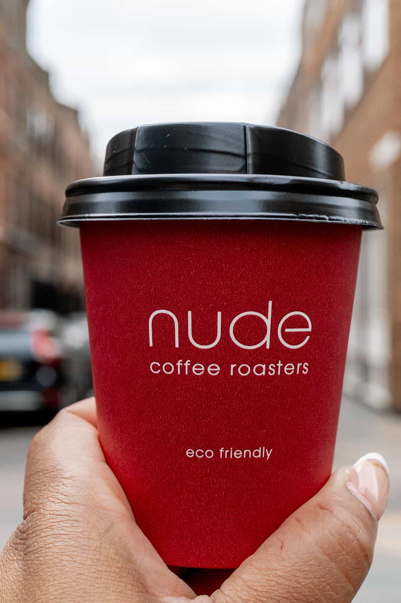 takeaway cup of coffee from Nude Cafe, Shoreditch