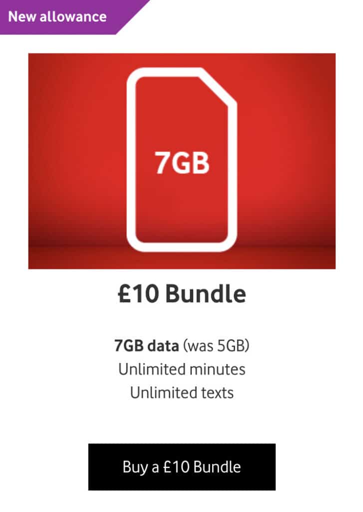 vodafone pay as you go sim card bundle
