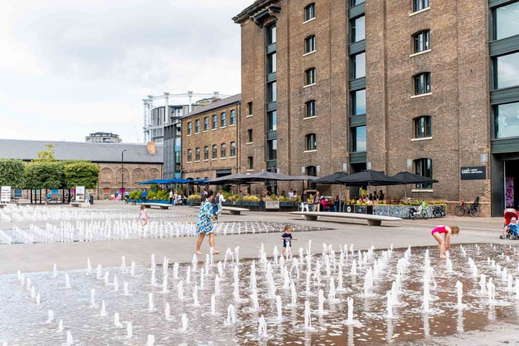 The fountains at Granary Square – one of the best family things to do in London for locals
