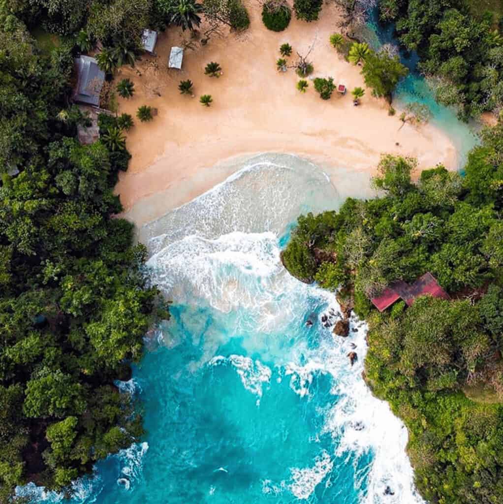 Jamica Boston Bay aerial view of Boston Bay Portland Jamaica