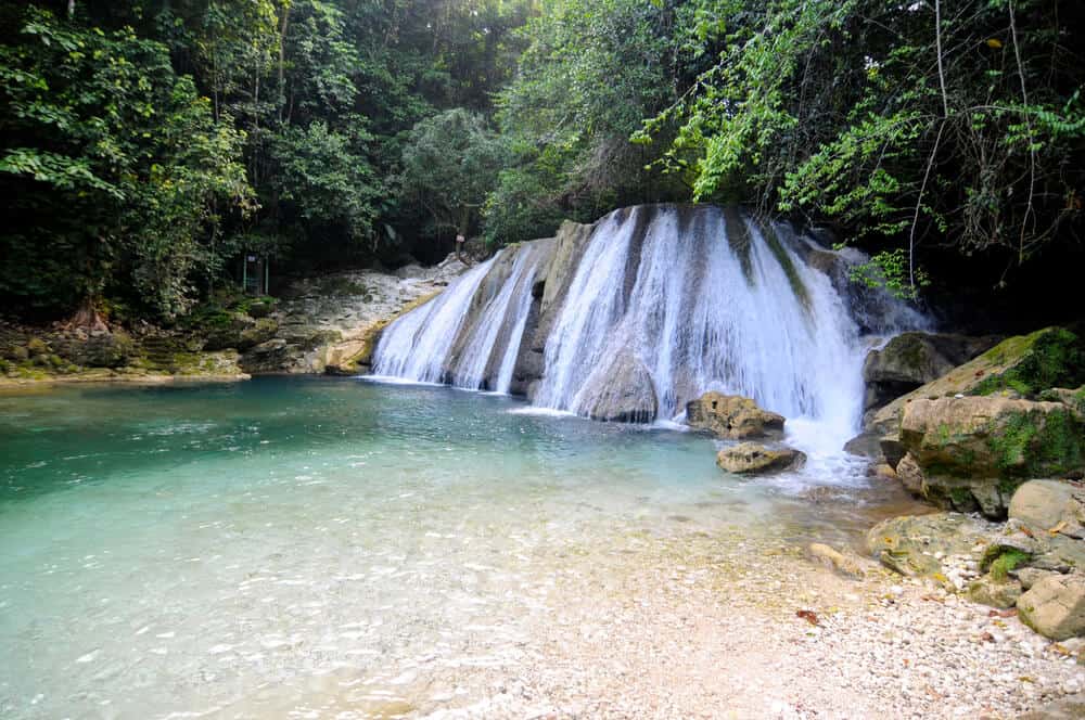 View of Reach falls in Portland Jamaica