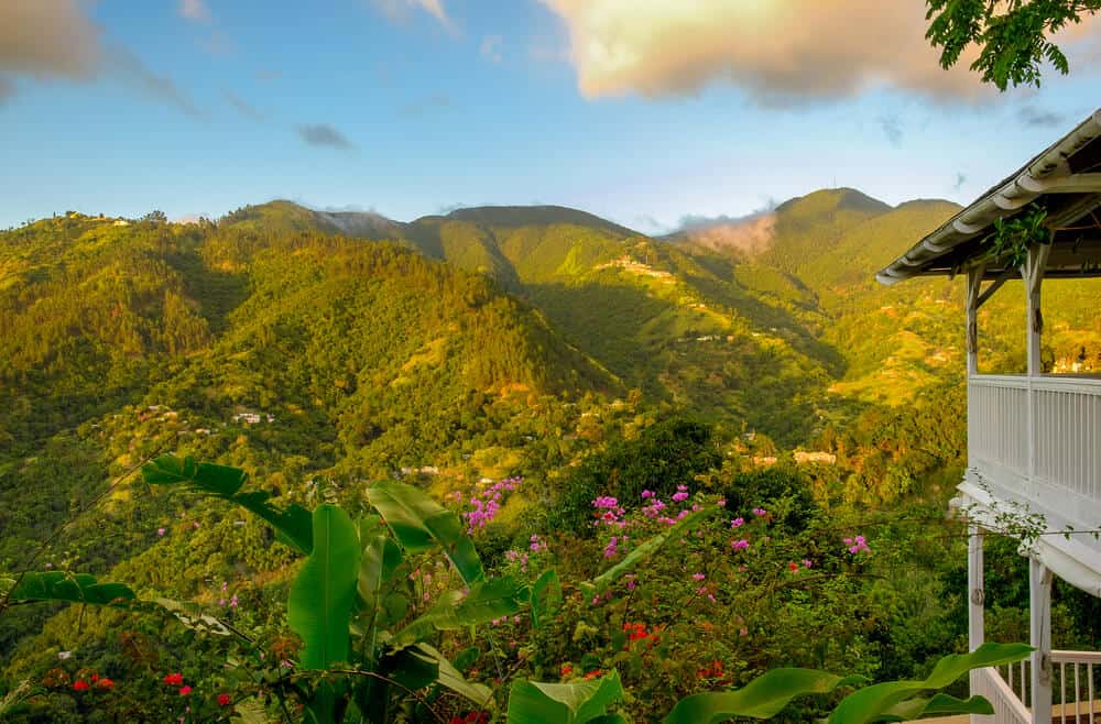 House in the Blue Mountains at sunset Jamaica