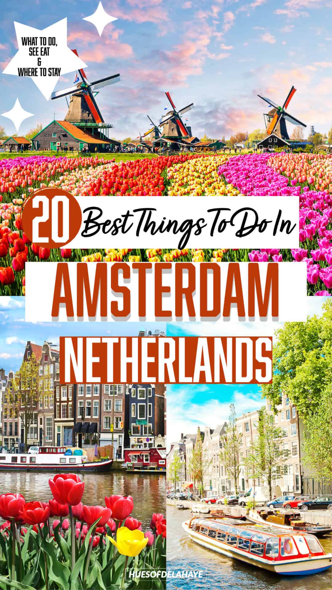 Best Things to do in Amsterdam Netherlands How to spend 3 days in Amsterdam itinerary? This Amsterdam in 3 days guide is jam packed full of the best things to in Amsterdam for 3 days for first time visitors from what to see like Dam square, tulip fields to canal boat tours, where to eat & the best Instagram spots and cools places to visit in the capital city of Netherlands. 3 day Amsterdam itinerary, Places to visit in Amsterdam, What to do in Amsterdam Netherlands, Mistakes to avoid in Amsterdam, weekend in Amsterdam, Amsterdam bucket list
