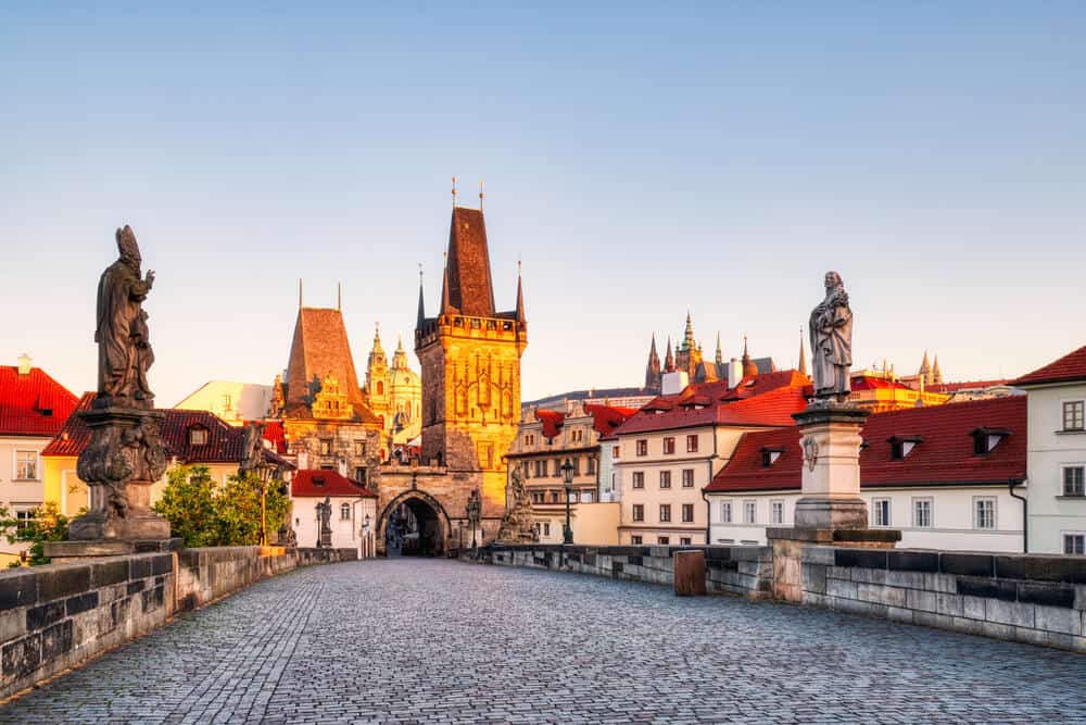 Charles Bridge at Sunrise Prague Czech Republic