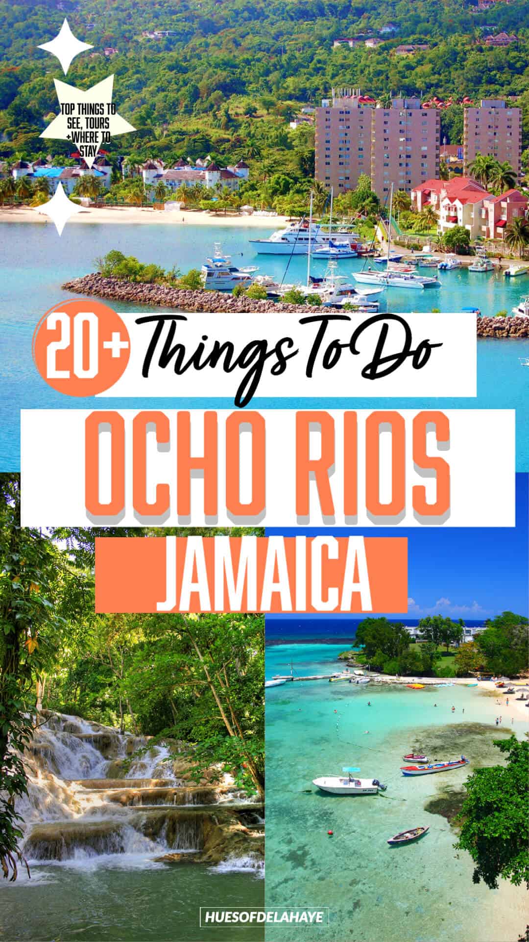 THINGS TO DO IN OCHO RIOS JAMAICA Caribbean Things to do in Ocho Rios Jamaica - Explore the iconic Dunn's River Falls, swim with dolphins at Dolphin Cove, zip-line tours through the treetops and top attractions in Ocho Rios Jamaica. Dive into vibrant coral reefs while snorkeling in Ocho Rios Jamaica or scuba diving, go river tubing along White River, visit Green Grotto Caves on the best tours in Ocho Rios Jamaica. Indulge in local flavors at Jerk Centers, shop for handmade crafts at the Ocho Rios Craft Park, & picturesque Mahogany Beach.