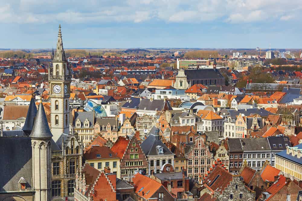 view on the center of Ghent in Belgium