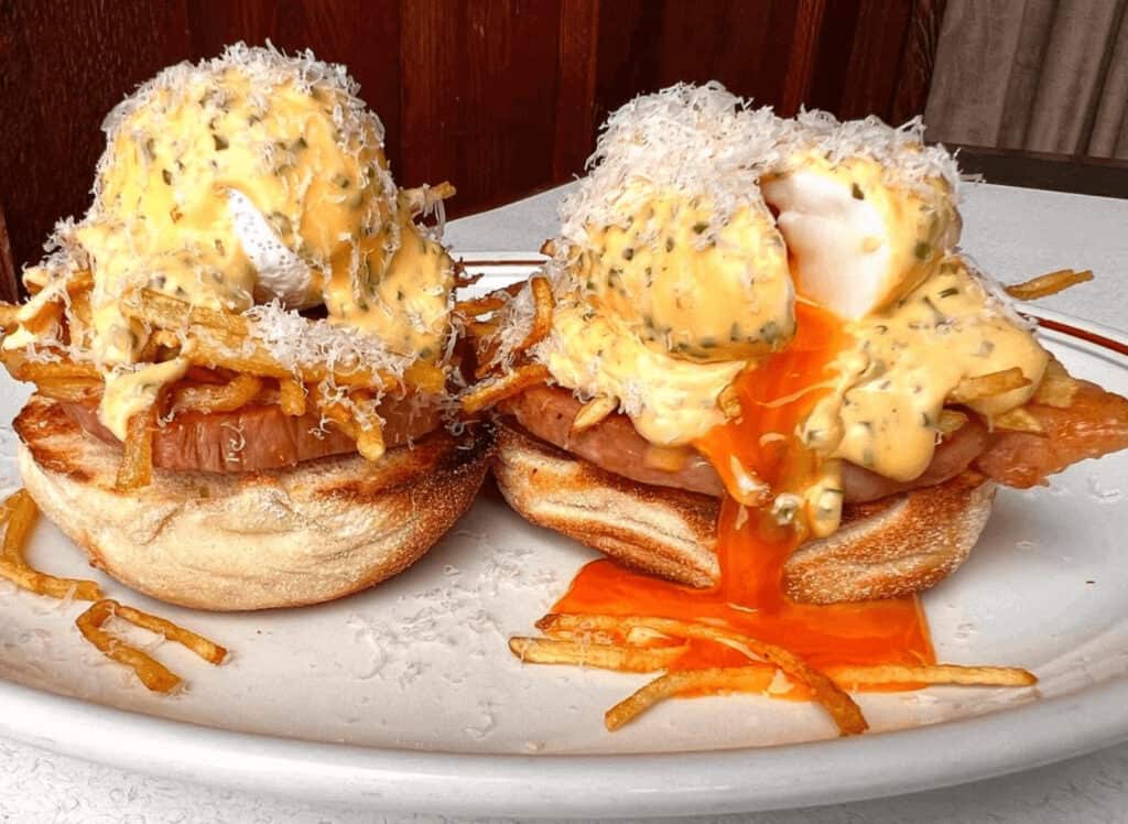 The Breakfast Club The Breakfast Club London egg over pancake and bacon
