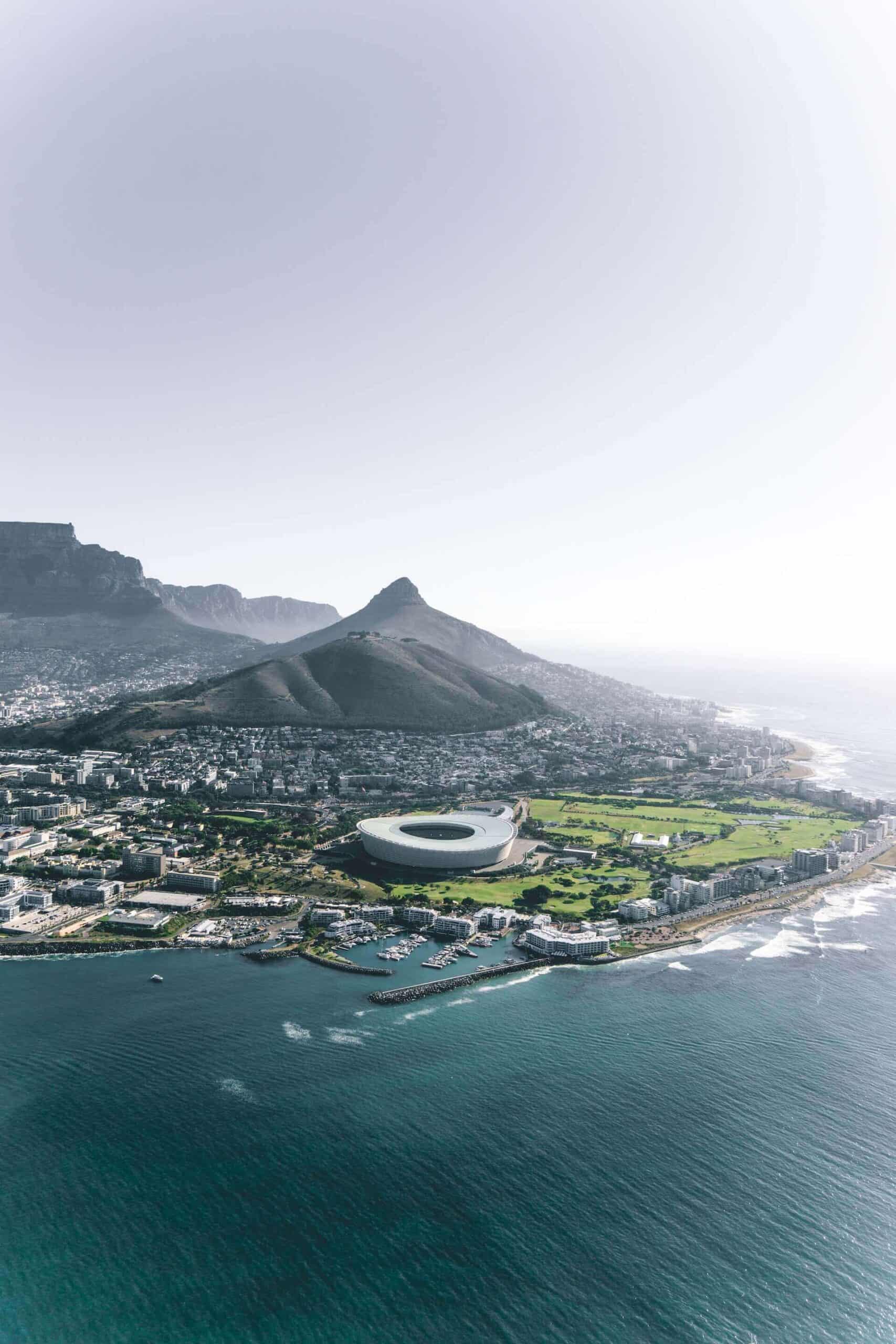 Aerial views of Cape Town  South Africa in one of the top cities for Black digital nomads