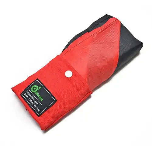 Odoland Picnic Blanket Compact Pocket Waterproof Lightweight Blanket Mat Perfect for Outdoor Camping Hiking Festival Travel Park Beach,100% Nylon (Red 44 * 63inch )