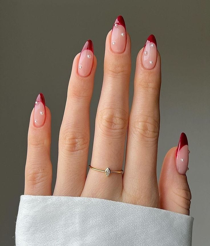 french tip nails for valentines day 6