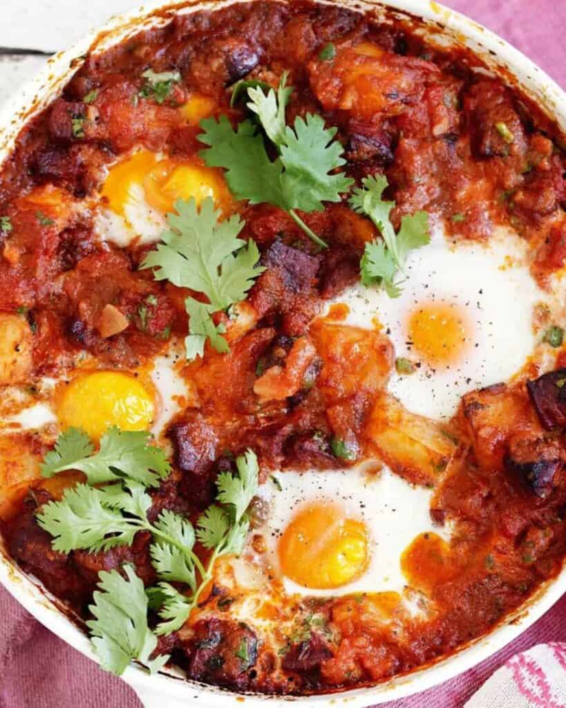 1 spanish easter recipes spanish eggs with chorizo potato tomato