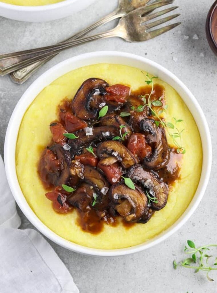22 Vegan Italian Recipes Creamy Polenta with Mushroom Ragu