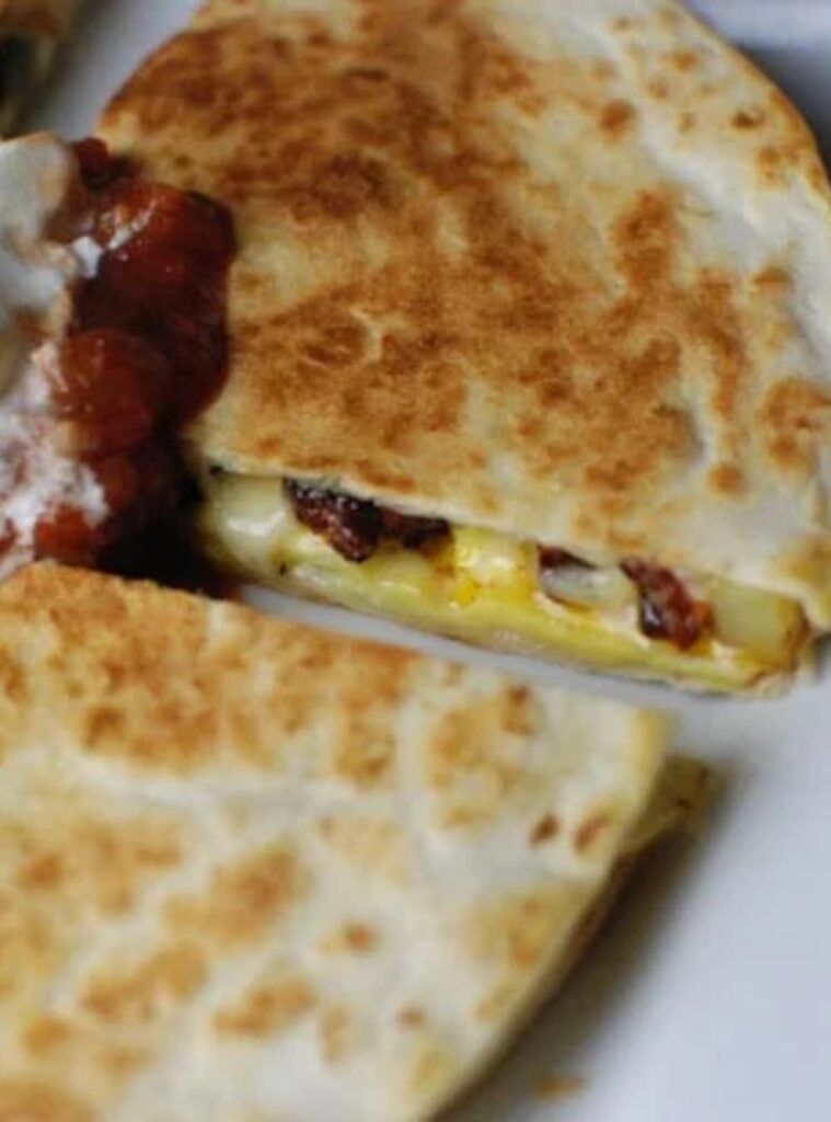 egg chorizo and potato quesadilla
