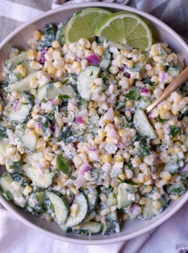creamy corn and cucumber salad