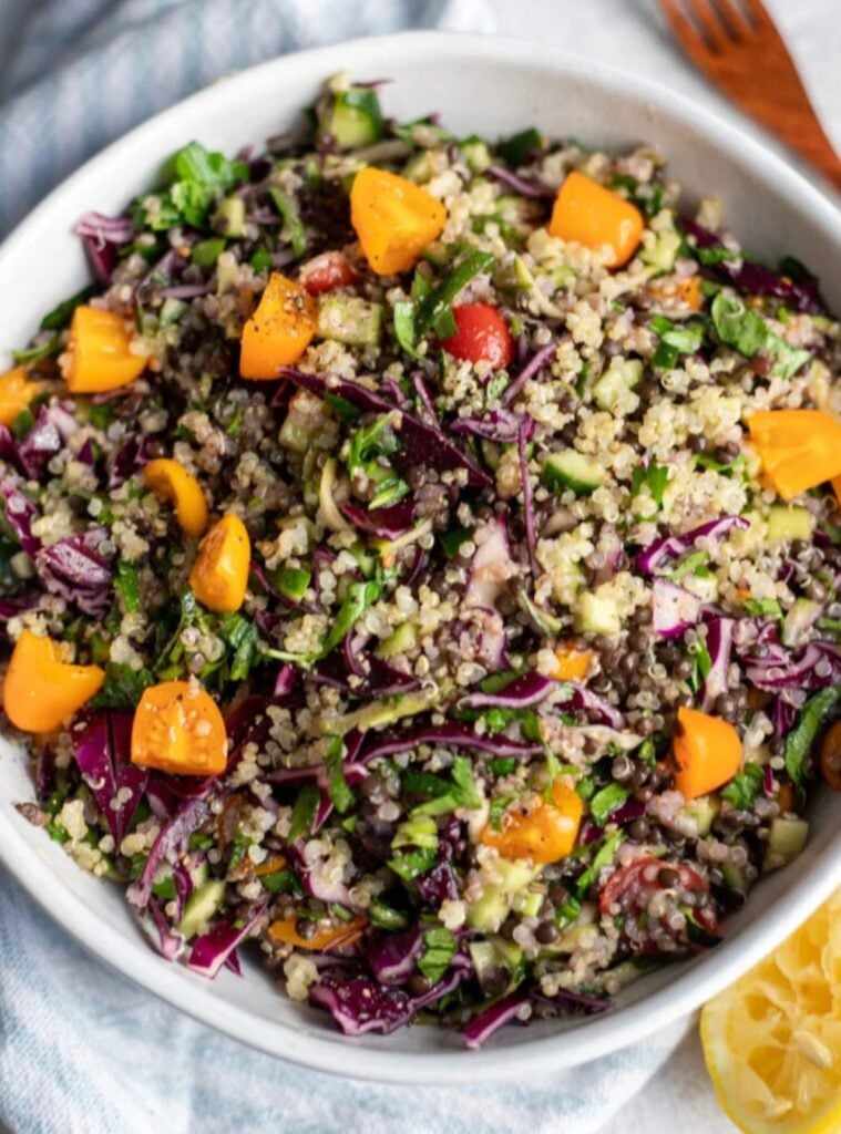 quinoa and lentil tabbouleh salad