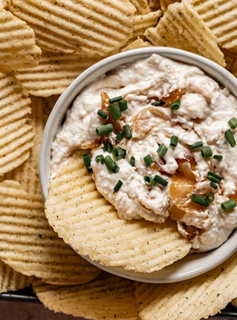caramelized onion cottage cheese dip