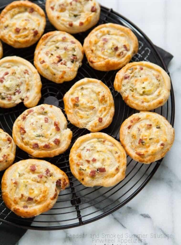 cheddar and smoked summer sausage pinwheel