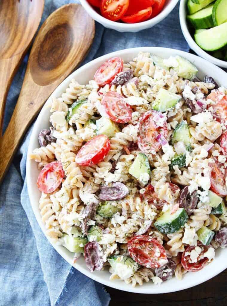 creamy greek pasta salad