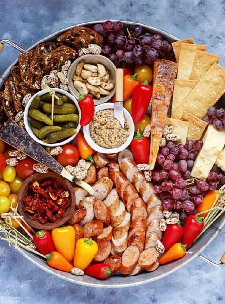 chicken sausage and cheese board