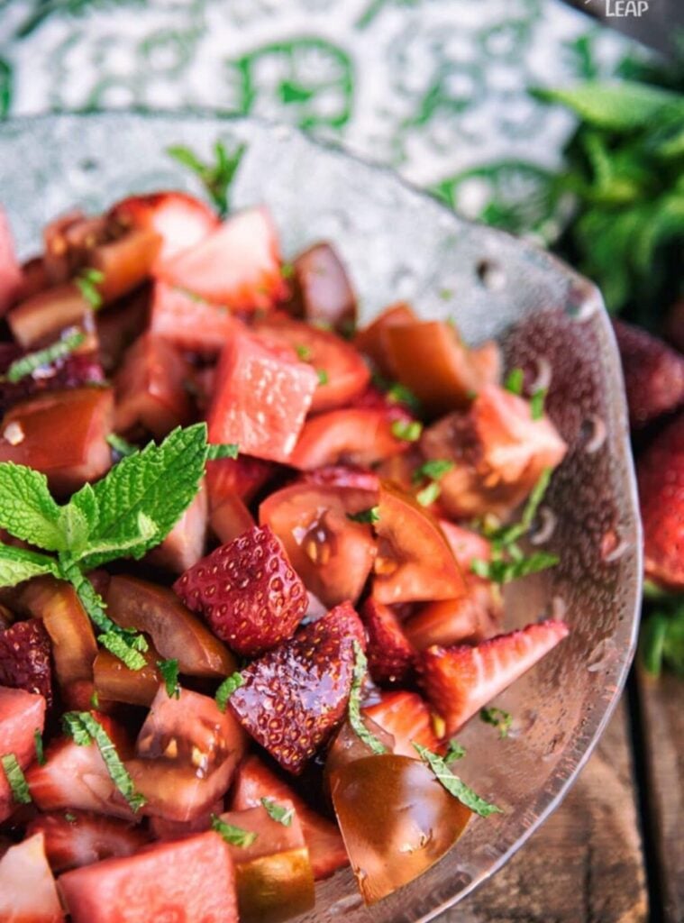 watermelon, strawberry and tomato salad