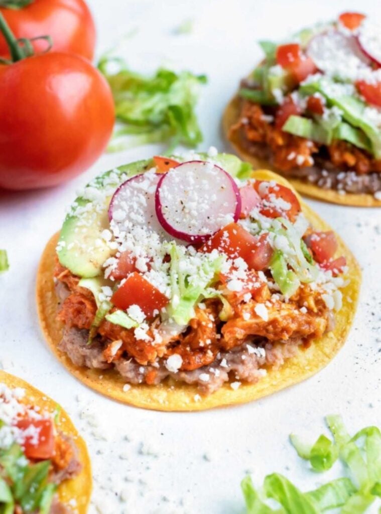 chicken tinga tostadas