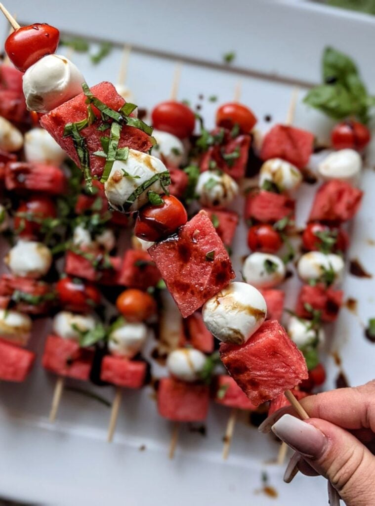 watermelon caprese skewers