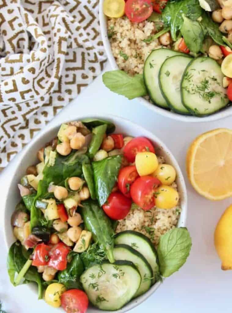 lemon herb greek quinoa bowl