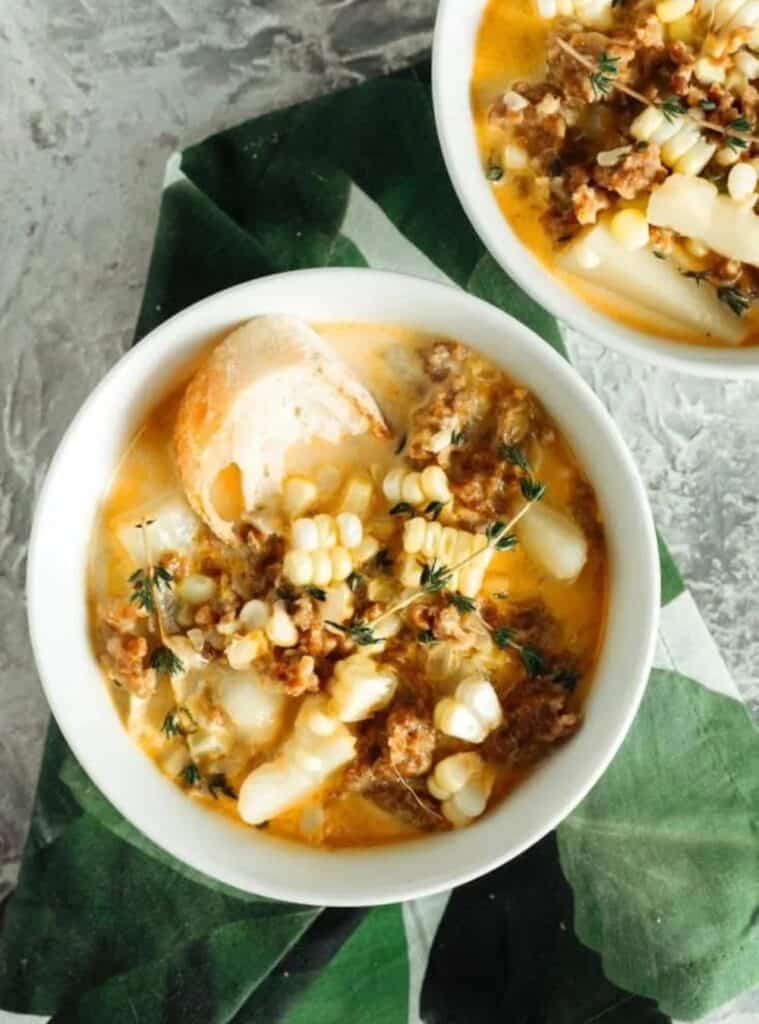 spicy sausage corn chowder recipe