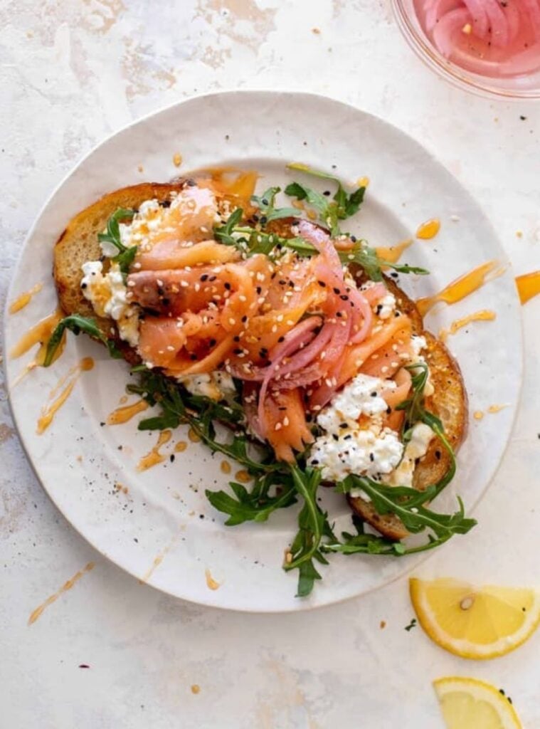 smoked salmon cottage cheese toast