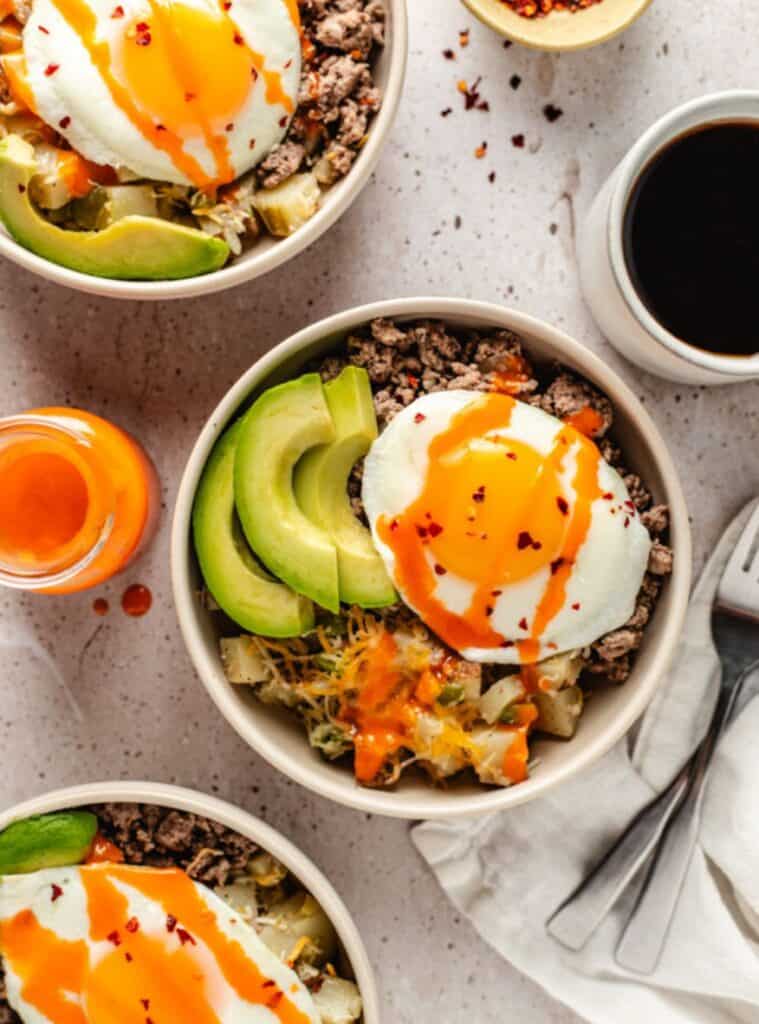venison sausage breakfast bowl