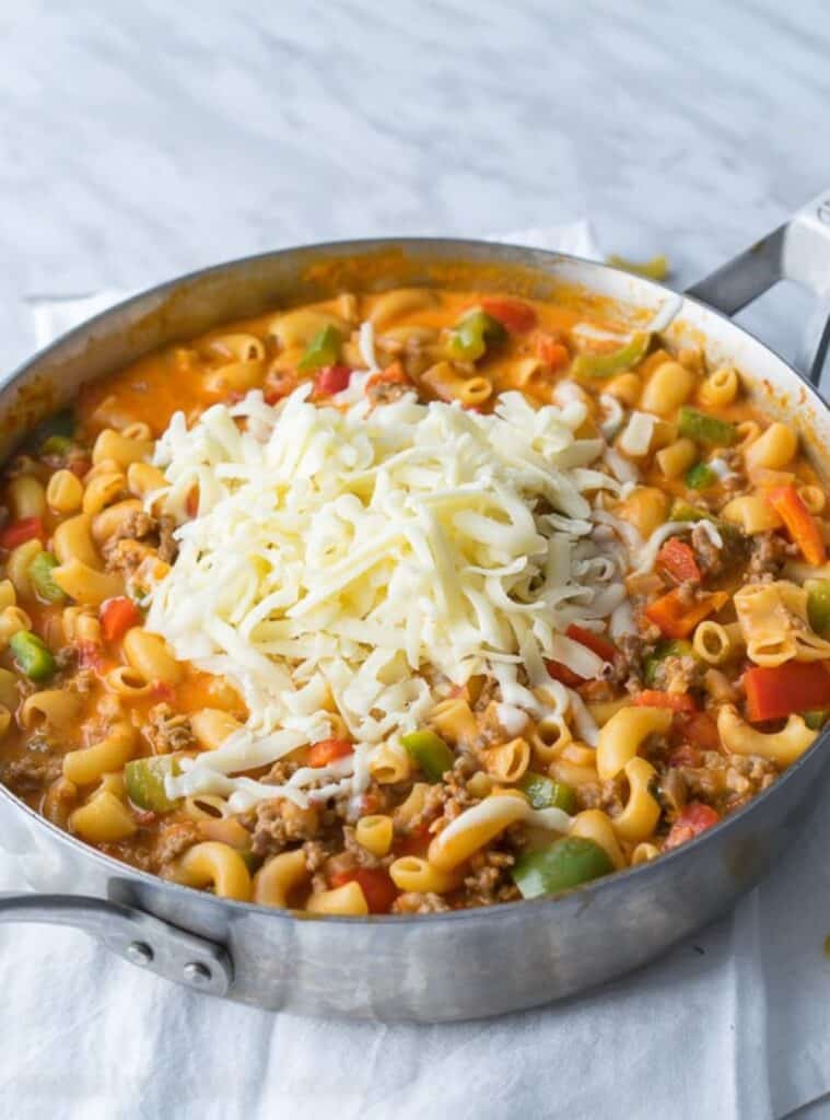 cheesy sausage and macaroni skillet