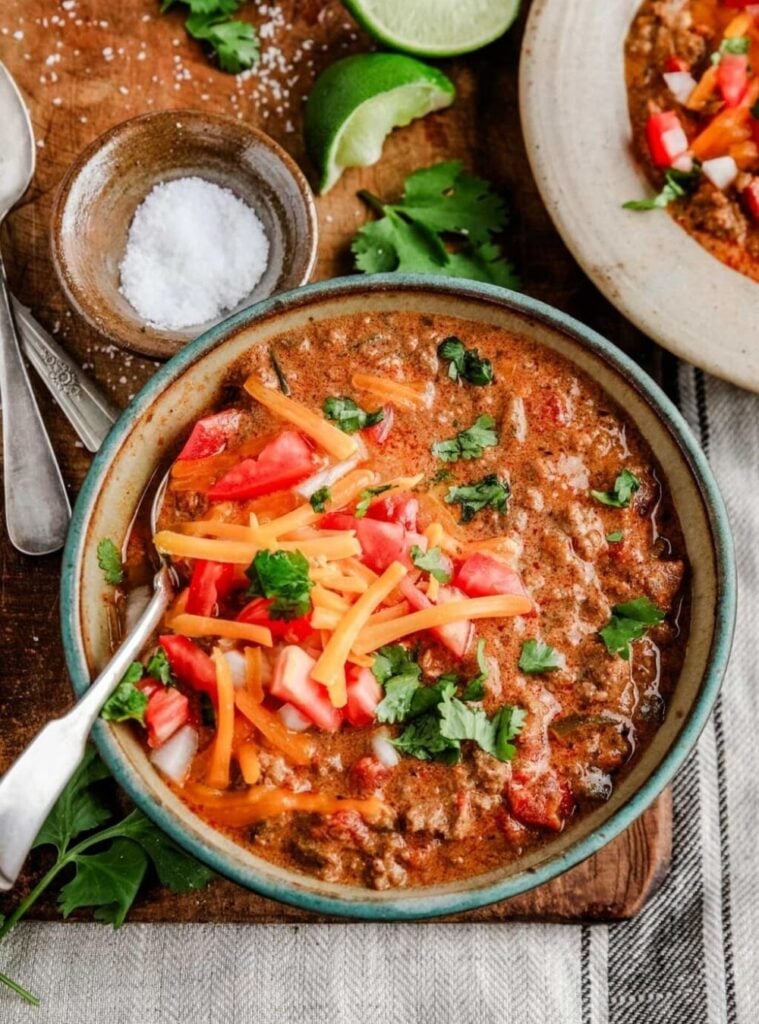 low carb creamy taco soup