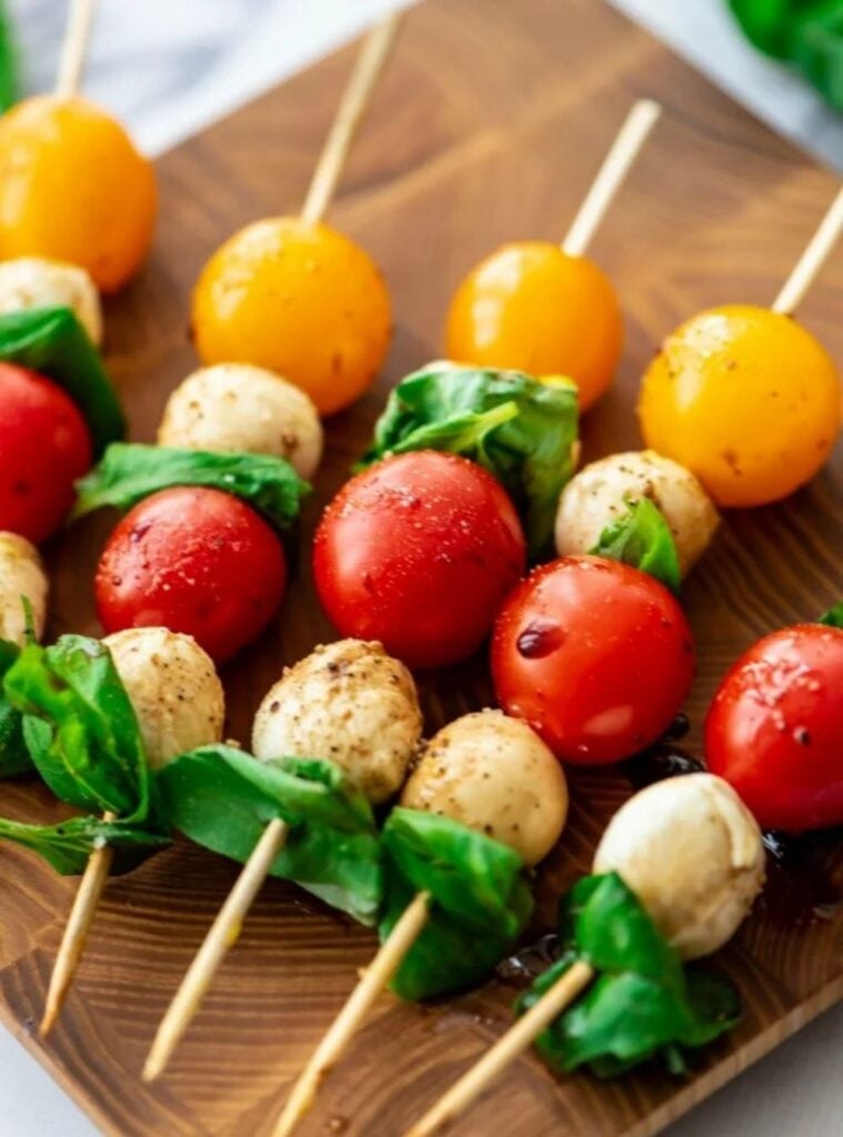 mini caprese skewers