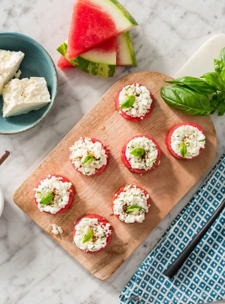 watermelon feta caprese bites