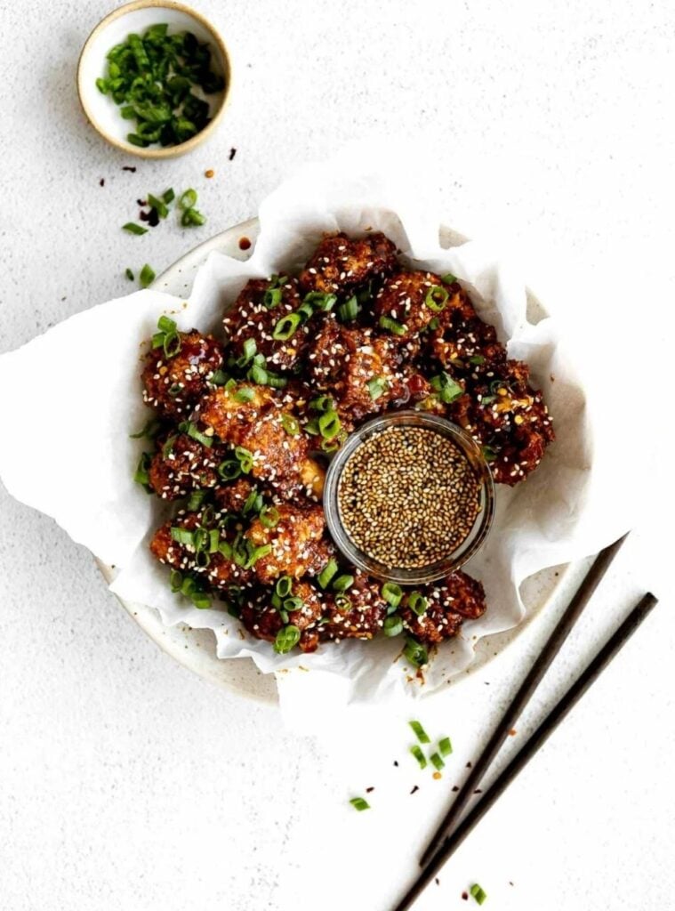 air fried sesame cauliflower wings