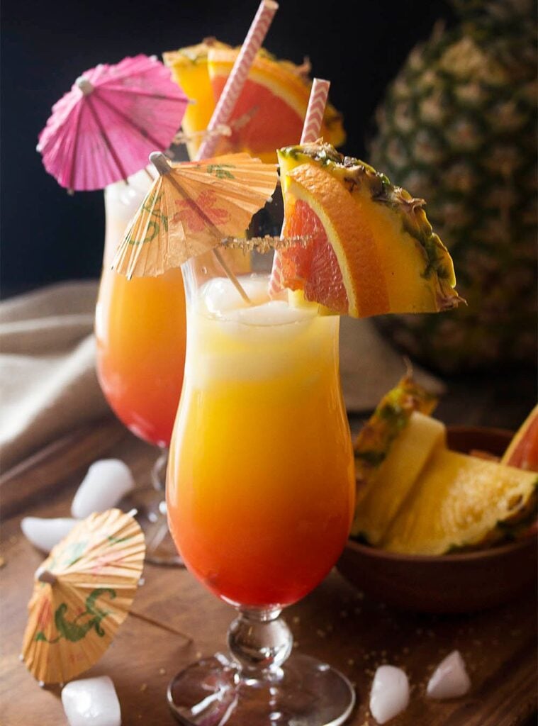 coconut, orange, and pineapple rum punch
