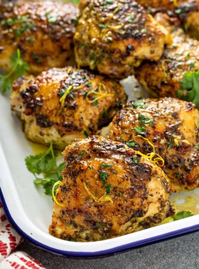 lemon herb oven roasted chicken thighs