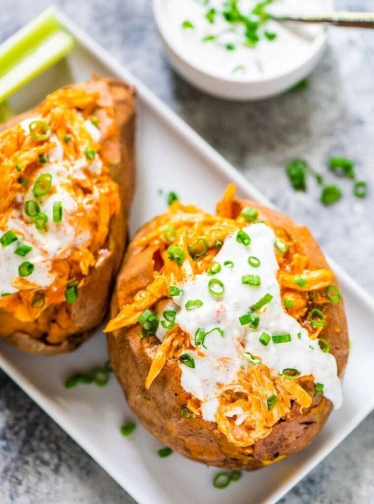 buffalo chicken sweet potatoes