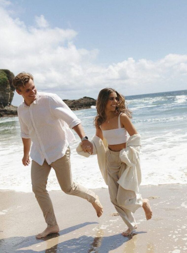 linen shirt + crop top + flow pants