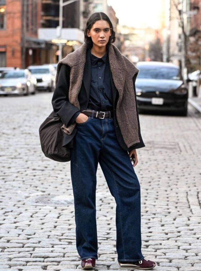 shirt + blazer + jeans + sneakers