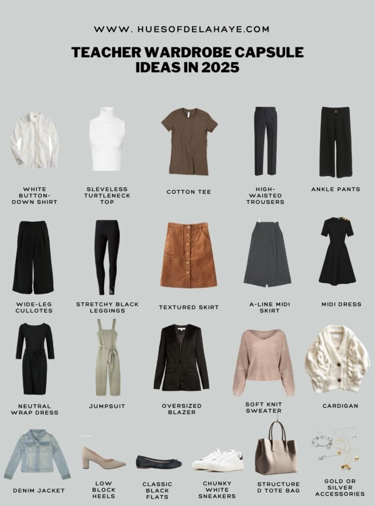 teacher wardrobe capsule ideas - infographic