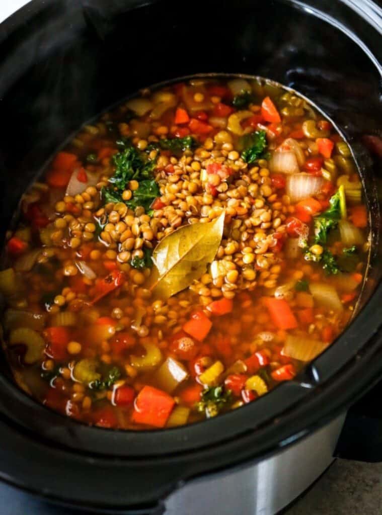 A rustic crockpot lentil and vegetable stew that’s wholesome and cozy for chilly fall nights.