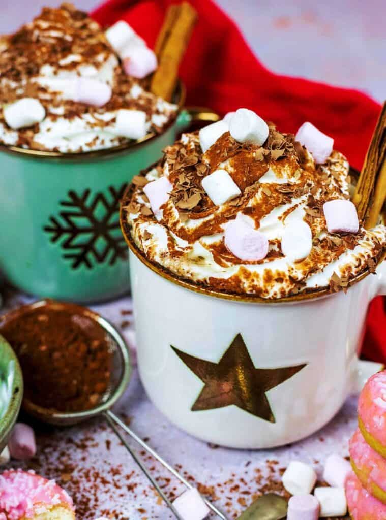 hot chocolate made in crockpot, cozy fall crockpot drink recipe