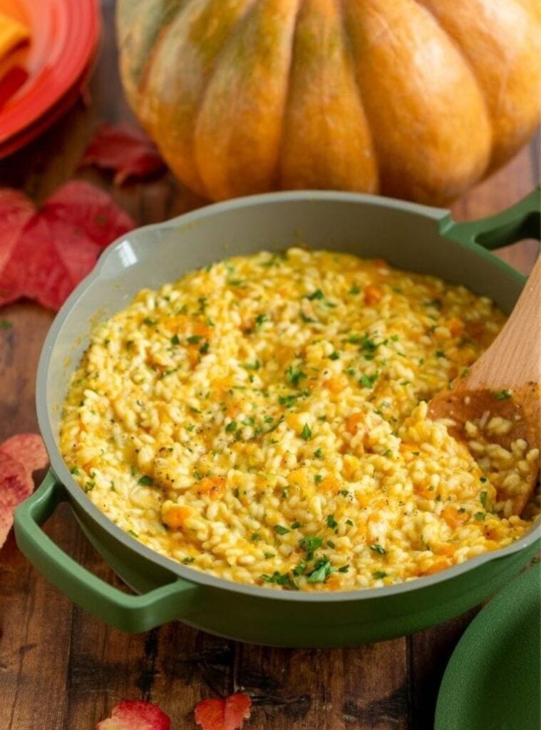 creamy risotto with pumpkin, a savory pumpkin recipe