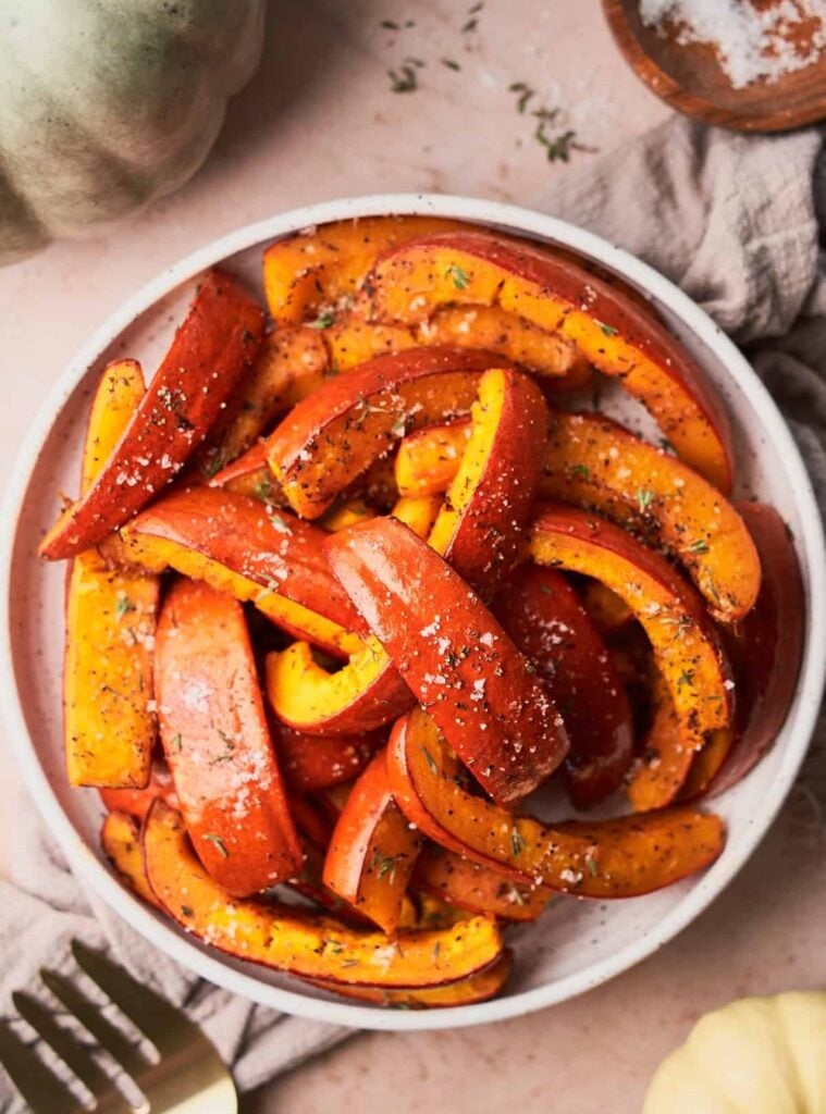 roasted pumpkin wedges, a fresh pumpkin recipe